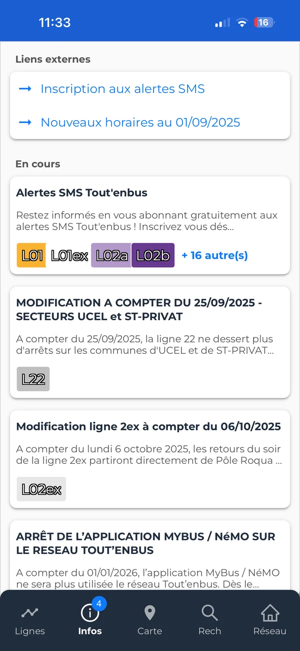 Application voyageur : actualités du réseau, liens utiles et perturbations en cours par ligne