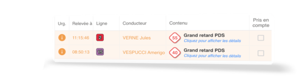 Suivi des alertes de service pour transport interurbain et scolaire